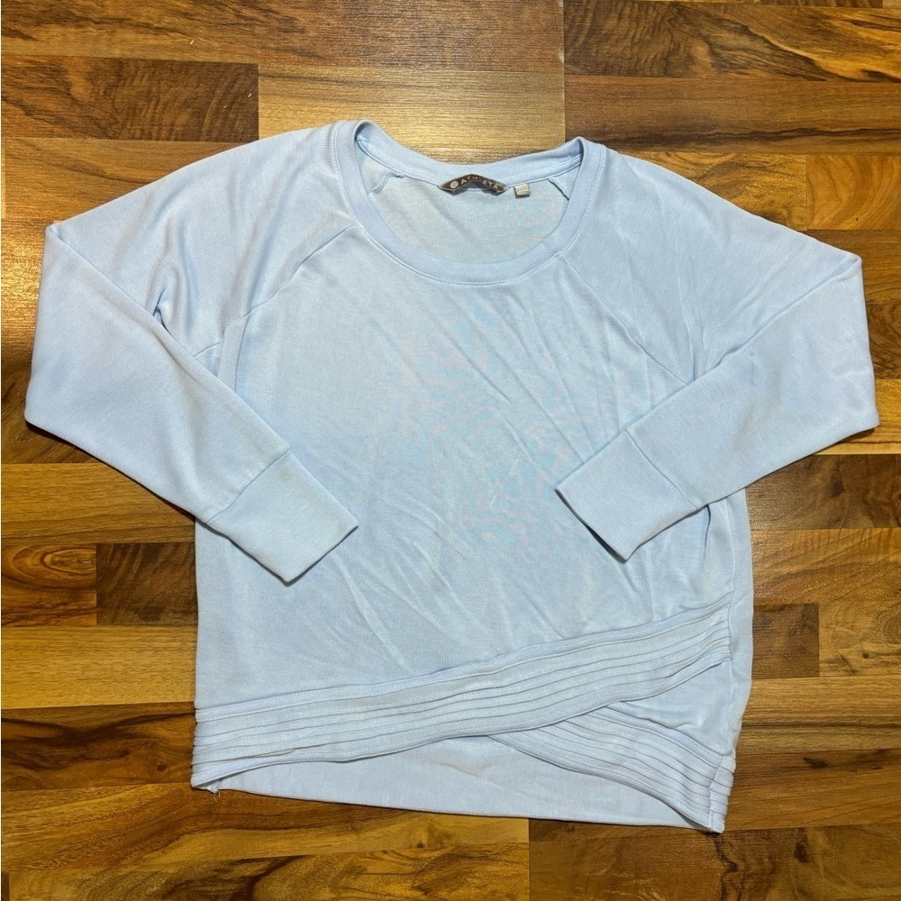 Athleta Sweater Size Med Light Blue Athleisure Long Sleeve Serenity Criss Cross